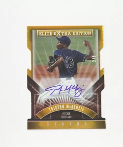 2015 Elite Extra Status Die-Cut Triston Mckenzie gold auto /5 Indians RARE 2/5 - Picture 1 of 2