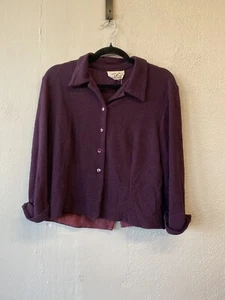 Blusa de Colección Años 90 Ciruela Donna Ricco Abotonada Puños Manga Larga Talla M - Imagen 1 de 7