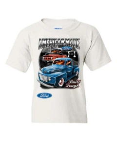 Ford Pickup Trucks F1 Youth T-Shirt American Made Hot Rod Built Tough Kids Tee - Picture 1 of 8