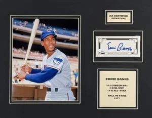 Ernie Banks Signed Cut Signature Matted 14x18 Display (JSA COA) Mr Cub - Picture 1 of 4