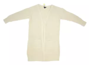 Boohoo Fisherman Edge to Edge Boyfriend Long Cardigan Sweater Knit Tan Womens M - Picture 1 of 9