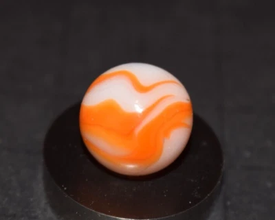 Vintage Milk Glass Ravenswood🎃Orange Flame💥 Agate Toy Marble .609"=39/64 MINT - Image 1 of 4