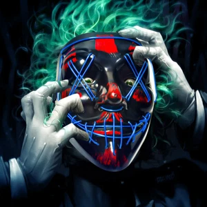 LED Light Up Dark and Evil Halloween Mask Festival Cosplay Party Masquerade Mask - Picture 1 of 18