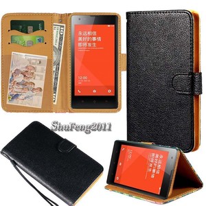 Black Flip Cover Stand Wallet Leather Case For Various Xiaomi Redmi Smartphones