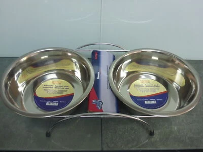 Futterbar 2 x 1,6 Liter Doppelnapfständer 45 x 21cm Futternapf Katze Hund Napf - Bild 1 von 4