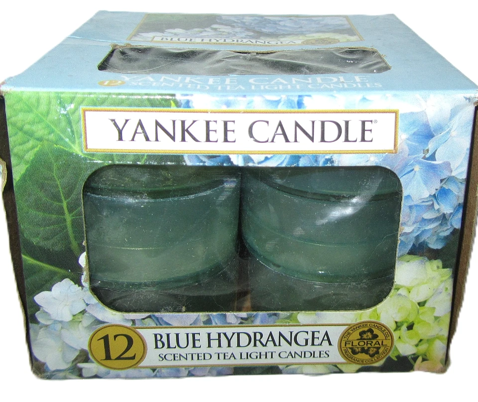 Yankee Candle aposentado "HORTÊNSIA AZUL" caixa de 12 luzes de chá florais ~ RARO ~ NOVO - Imagem 1 de 1