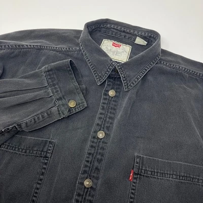 Camisa de mezclilla negra vintage Levi's Red Tab para hombre XL 90s peso pesado con botones Y2K Foto 1 de 4