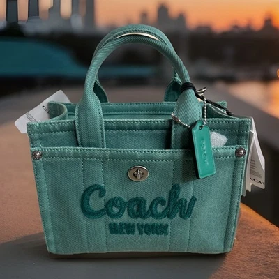 Bolso de Mano Coach Cargo 20 Denim Verde Hiedra CBF36 Auténtico Nuevo Foto 1 de 4