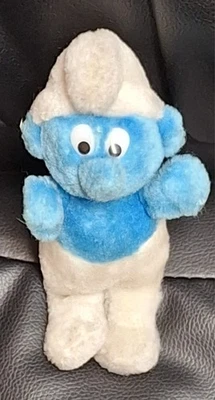 Vintage Stuffed Doll Smurf by Wallace Berrie & Company Peyo Made in Korea 1982 - Image 1 of 4