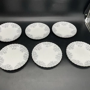 6 piatti insalata Spode England grigio osso di corallo Cina 7 3/4" con - Foto 1 di 8