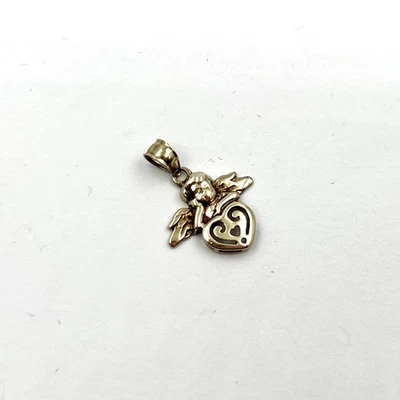 10K Yellow Gold Small Cherub Baby Angel Heart Cute Charm Pendant (LO1012707) - Image 1 of 4