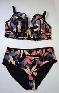 City Chic Bikini Paradise Plus Size M Bottoms Size L top. Swimwear Bathers BNWOT - Picture 1 of 17