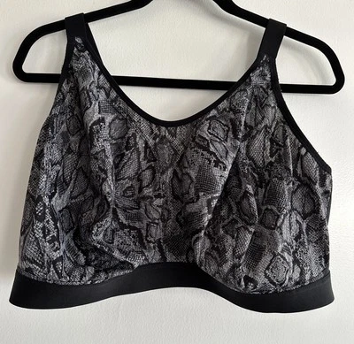 Sujetador deportivo Goddess 42K negro serpiente sin alambre soporte lateral estilo 6912 Foto 1 de 4