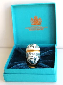 Bilston Battersea Enamels Egg Shaped Trinket Box "Forget Me Not" w/Stand, NIB - Picture 1 of 8
