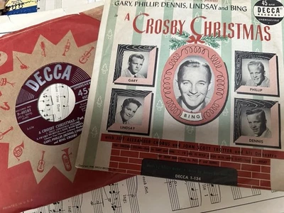 Two Vintage Bing Crosby 45s Christmas Music Carols - Image 1 of 4