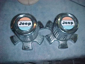 JEEP (2) Wagoneer Cherokee 5356482 Hubcaps Wheel Center 6 Lug Caps As Is - Picture 1 of 4