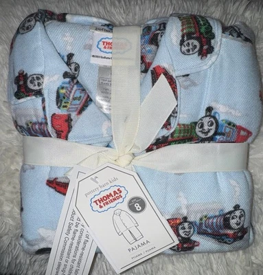 NEW Pottery Barn Kids 8 Thomas & Friends  Flannel Pajama Set Blue Christmas - Image 1 of 3