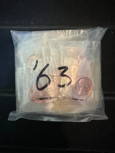 50 Coin ROLL 1963 Memorial Cent Red Gem Proof Roll (50 coins) Cello - Picture 1 of 1