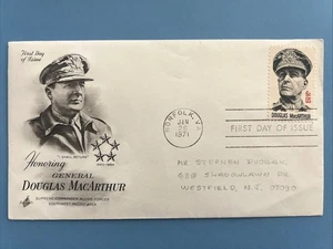 1424 General Douglas MacArthur FDC Art Craft Jan 26, 1971 Norfolk VA - Picture 1 of 2