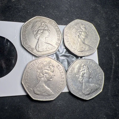 Great Britain 50 Pence Lot (4x) - 1969; 1980; 1981; 1982— X275 - Image 1 of 2