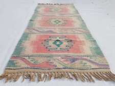 Distressed Fine Vintage Traditional Hand Made Oriental Wool Kilim 4.10x2.2ft