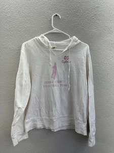 Pullover Old Navy para mujer talla XL blanco equipo de voleibol capitán con capucha Y2K - Imagen 1 de 12