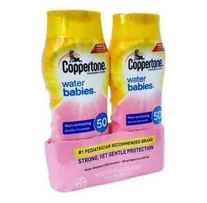 Lozione crema solare non irritante Coppertone Water Babies peso spf 50 8 oz confezione da 2 nuova - Foto 1 di 4