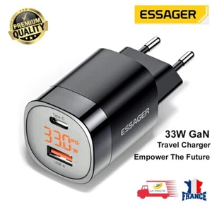 Chargeur Rapide 33W USB A + Type C PD avec écran LED, 2 ports GaN Tech Essager - Imagen 1 de 12