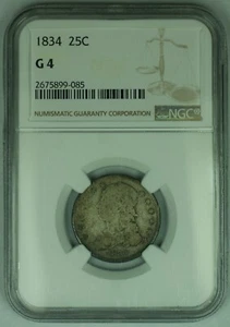 1834 Capped Bust Quarter 25C NGC G 4 - Picture 1 of 2