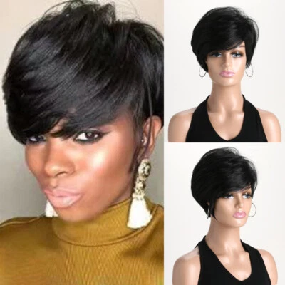 黑色假发女式短发假发日常派对耐热头发 — 第 1/4 张图片