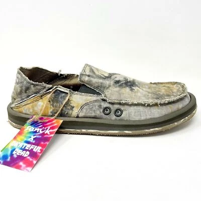 Sanuk x Grateful Dead Vagabond ST Tie Dye Hemp Surfer Slip On Comfort Shoes - Image 1 of 4