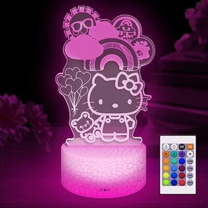 Kitty Night Light for Kids Kitty Lamp Girl Cute Led Cat Night Light 16 Colors... - Picture 1 of 8