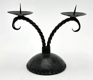 Old Vintage HAND MADE SCULPTURAL METAL PRICKET CANDLESTICK Rustic - Picture 1 of 9