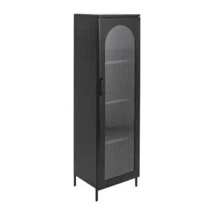Solstice Matte Black 56.7 in. Storage Cabinet with Adjustable Shelves,Glass Door - Picture 1 of 8