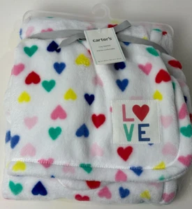 NUEVO CON ETIQUETAS Carters Love Patch Corazones Blanco Rojo Rosa Aqua Azul Verde Amarillo Manta Bebé - Imagen 1 de 7