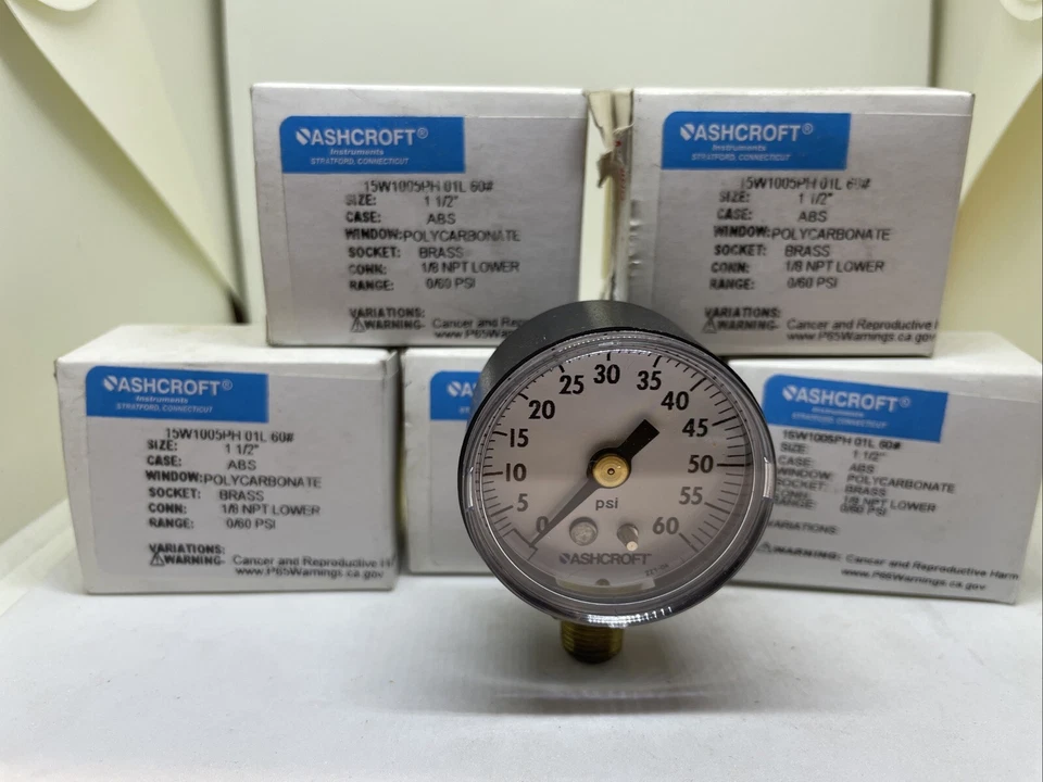 1.5" Ashcroft 60# pressure gauge - Image 1 of 1