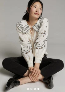 NWT Anthropologie Rahi Sidra Embroidered Blouse XS B-1281 - Picture 1 of 6