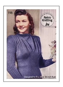 Knitting Pattern for a 1940's Wartime Draped Front Sweater Bust 34 and 36 - Picture 1 of 2