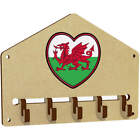 'Welsh Flag Heart' Wall Mounted Hooks / Rack (WH039141)
