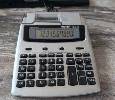 Victor 1210-3A AntiMicrobial Printing Calculator Tax 12 Digit With Power Cord - Image 1 of 4