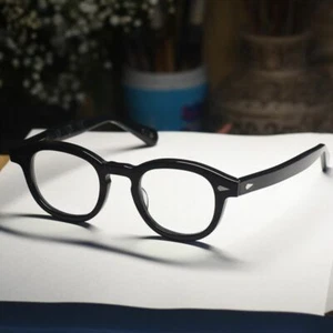 Vintage Acetate glasses johnny depp eyeglasses mens black glassses women eyewear - Picture 1 of 4