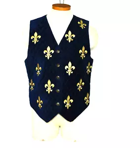 Cambridge Dry Goods Navy Velvet Cotton Gold Embroidery Damen Weste Gr. S - Bild 1 von 8