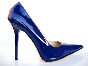 GIOHEL ITALY HIGH HEELS POINTY TOE PUMPS SCHUHE LEATHER DECOLTE BLUE BLAU BLU 40 - Imagen 1 de 7