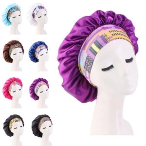 Satin Sleep Hats Bonnet Women Turban Night Hair Care Head Cover Caps Headwear - Picture 1 of 31