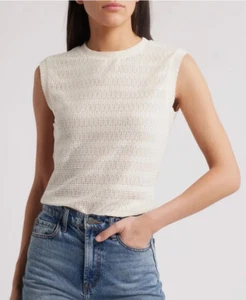 rag & bone Julia Textured Muscle Tank Top Size MEDIUM in Ivory - Picture 1 of 9