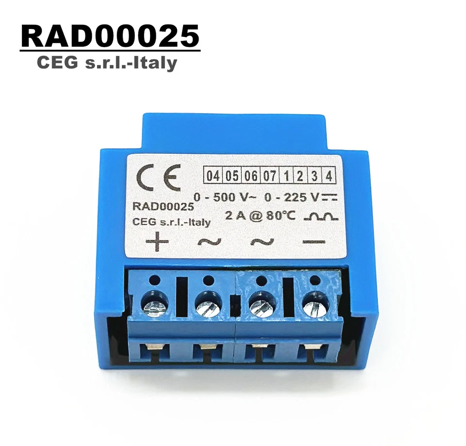 Italy CEG s.r.l.-Italy RAD00025 0-500V~ 0-225V- 2A@80℃ motor brake rectifier