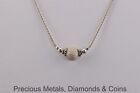 Sterling Silver 8Mm Diamond Dust Beaded Stationary Pendant Foxtail Necklace 18"