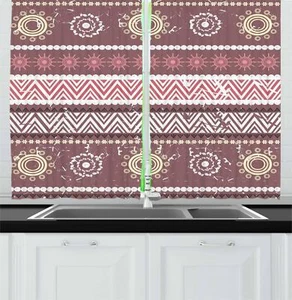 Zambia Kitchen Curtains 2 Panel Set Window Drapes 55" X 39" Ambesonne - Picture 1 of 13