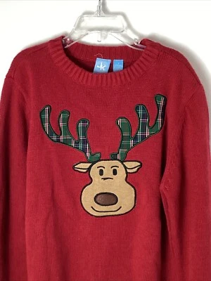 Jk Kids J Khaki Boys Red Moose ReinDeer Plaid Sweater Size 7 Christmas Winter - Image 1 of 4