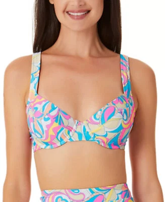 Bikini Swim Top Festive Vibes Print Juniors Large CALIFORNIA WAVES $19 NWT - Image 1 of 4